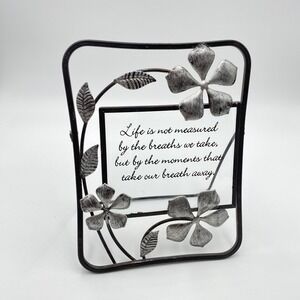 Metal Floral Photo Frame "Life s by measured" Inspirational Quote Decor‎ Black